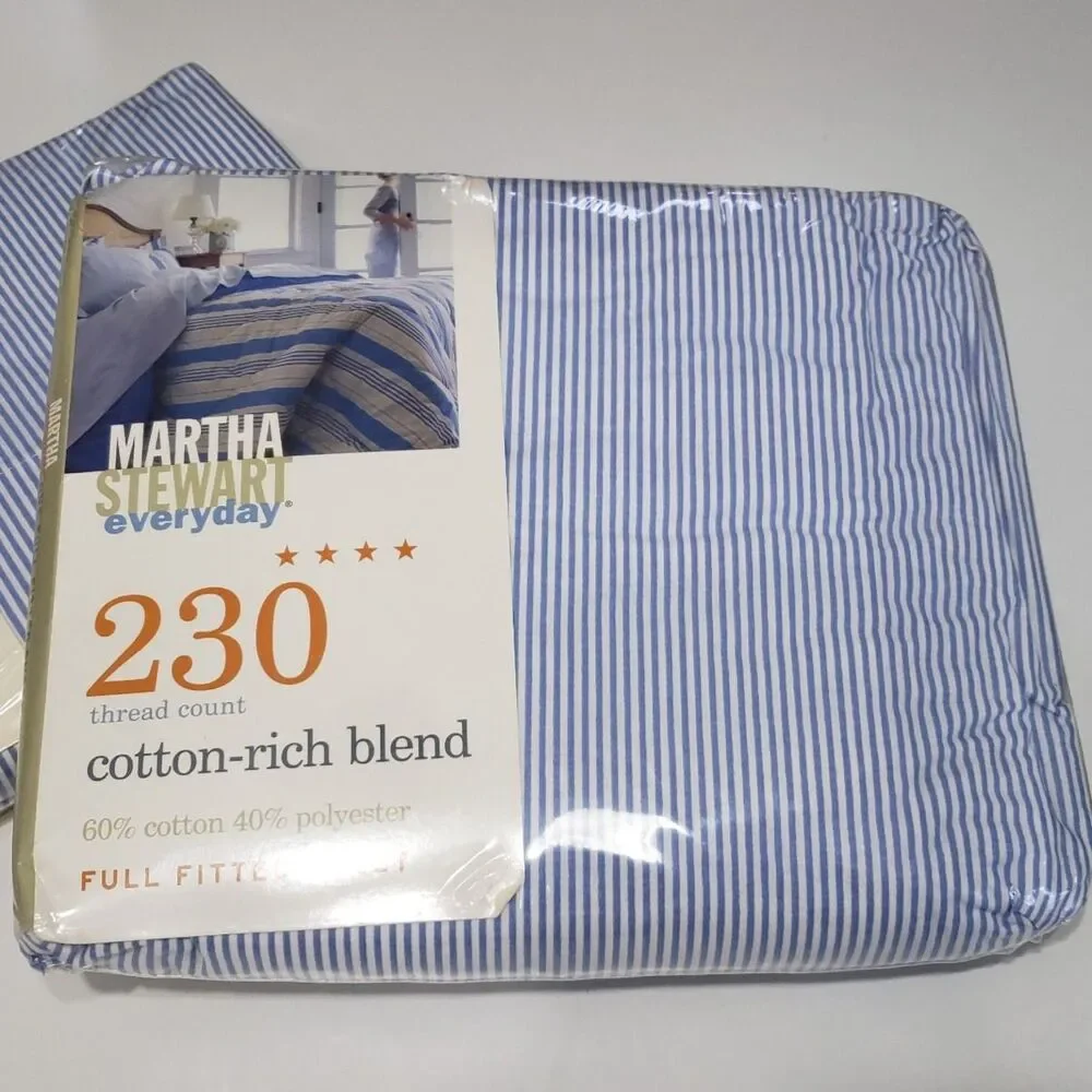 NEW Martha Stewart Everyday Full Size 230 Thread Count Set of Sheet